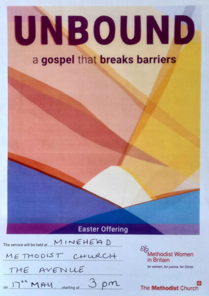 Easter Offering Service at Minehead Methodist Church 3pm on 17th May